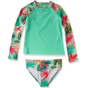 Kanu Surf Girls Sz 12 Long Sleeve Rashguard UPF 50+ Swim Set 2pc Hawaiian NWT